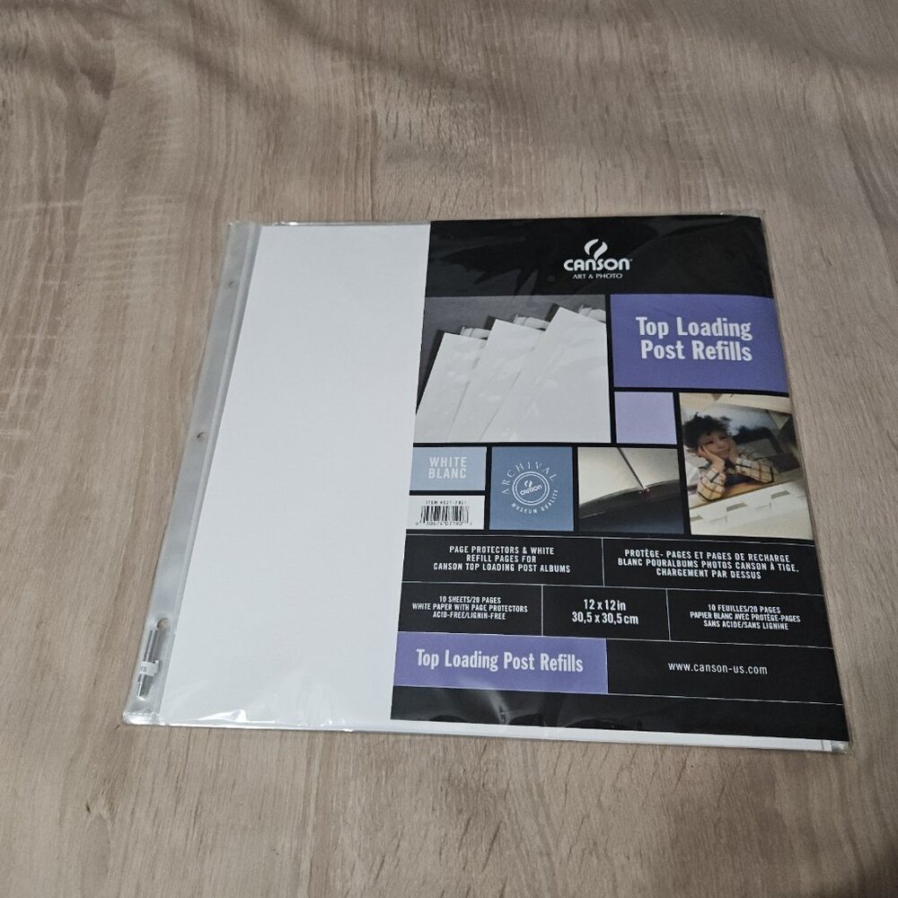 Refill Page Protectors Canson Scrapbooking 10 Top Loading + White Inserts 12x12"